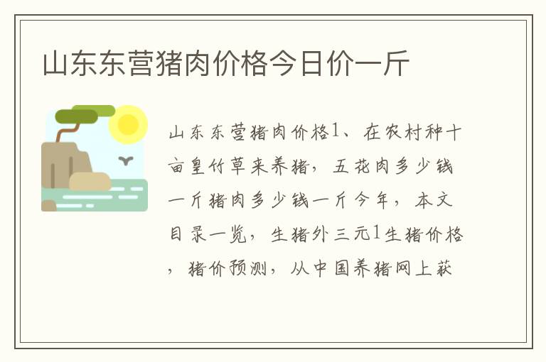山东东营猪肉价格今日价一斤