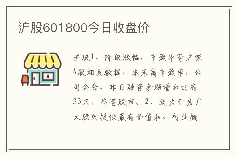 沪股601800今日收盘价
