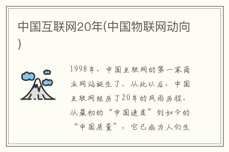 中国互联网20年(中国物联网动向)