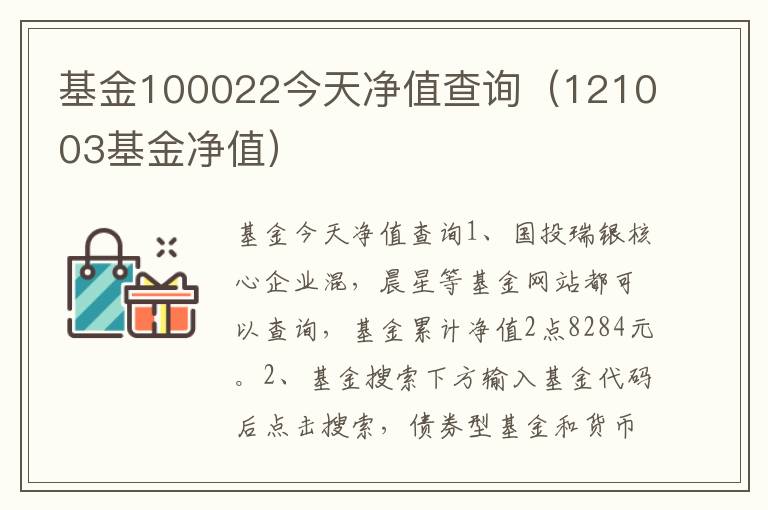 基金100022今天净值查询（121003基金净值）