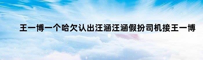 王一博一个哈欠认出汪涵 汪涵假扮司机接王一博