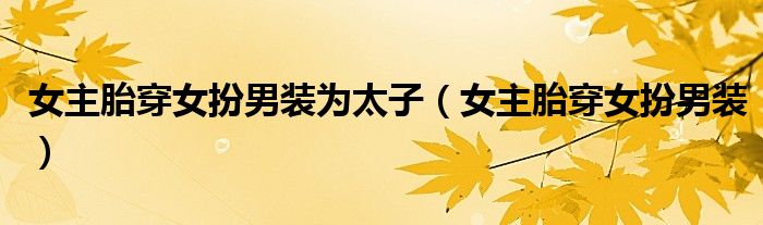 _女主胎穿女扮男装为太子_女扮男装穿越太子
