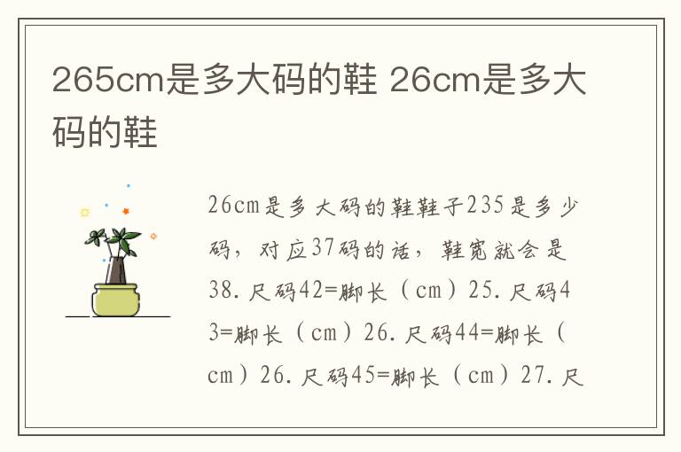 265cm是多大码的鞋 26cm是多大码的鞋