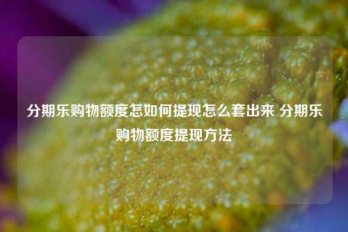 分期乐购物额度怎如何提现怎么套出来 分期乐购物额度提现方法