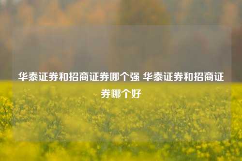 华泰证券和招商证券哪个强 华泰证券和招商证券哪个好