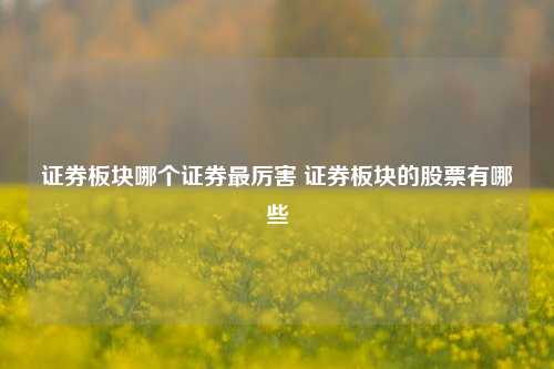 证券板块哪个证券较厉害 证券板块的股票有哪些