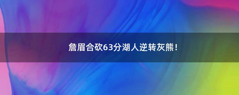 詹眉合砍63分湖人逆转灰熊！