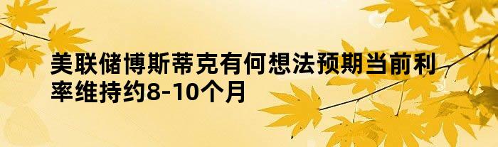 美联储博斯蒂克有何想法 预期当前利率维持约8-10个月