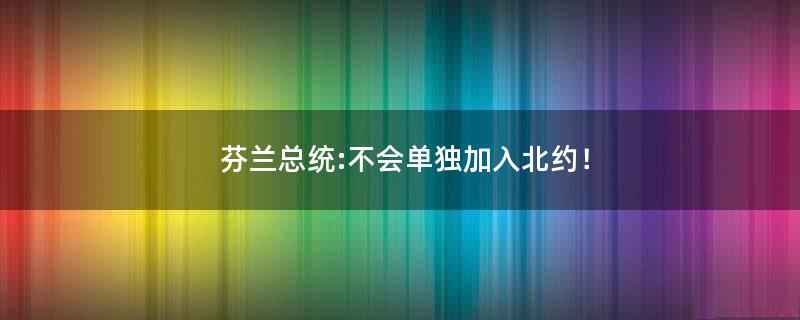 芬兰总统:不会单独加入北约！