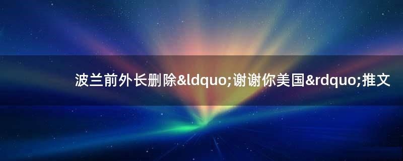 波兰前外长删除“谢谢你美国”推文