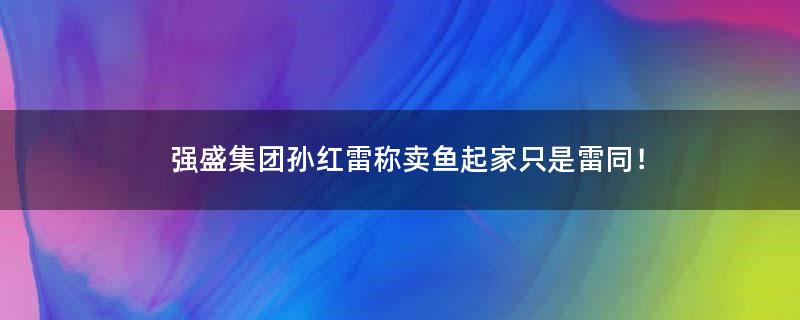 强盛集团孙红雷称卖鱼起家只是雷同！