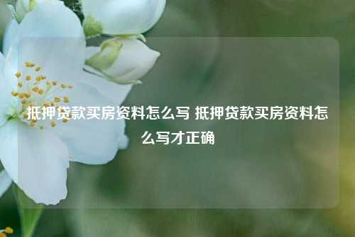 抵押贷款买房资料怎么写 抵押贷款买房资料怎么写才正确