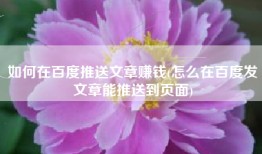 如何在百度推送文章赚钱(怎么在百度发文章能推送到页面)
