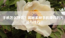 手机怎么挣钱？揭秘多种手机赚钱的方法与技巧