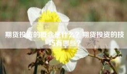期货投资的概念是什么？期货投资的技巧有哪些？