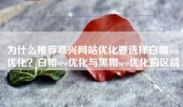 为什么推荐嘉兴网站优化要选择白帽seo优化？白帽seo优化与黑帽seo优化的区别