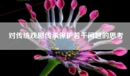 对传统戏剧传承保护若干问题的思考