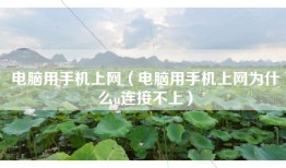电脑用手机上网（电脑用手机上网为什么u连接不上）