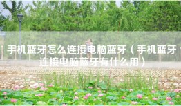 手机蓝牙怎么连接电脑蓝牙（手机蓝牙连接电脑蓝牙有什么用）