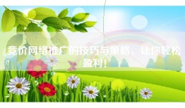 竞价网络推广的技巧与策略，让你轻松盈利！
