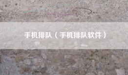 手机排队（手机排队软件）