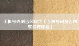 手机号码测吉凶软件（手机号码测吉凶软件有哪些）