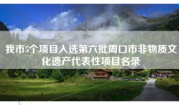 我市5个项目入选第六批周口市非物质文化遗产代表性项目名录
