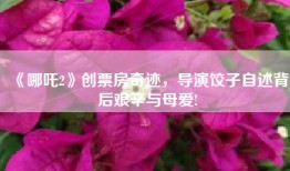 《哪吒2》创票房奇迹，导演饺子自述背后艰辛与母爱!