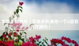 苹果手机通用（苹果手机通用一个id信息会共通吗）