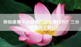 你知道帮平台做推广怎么赚钱吗？三分钟带你了解！