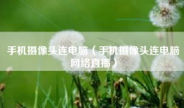 手机摄像头连电脑（手机摄像头连电脑网络直播）