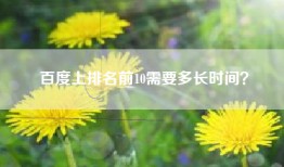 百度上排名前10需要多长时间？