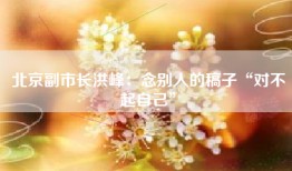 北京副市长洪峰：念别人的稿子“对不起自己”