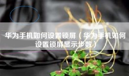 华为手机如何设置锁屏（华为手机如何设置锁屏显示步数）