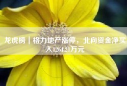 龙虎榜｜格力地产涨停，北向资金净买入1264.21万元