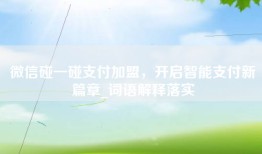 微信碰一碰支付加盟，开启智能支付新篇章_词语解释落实