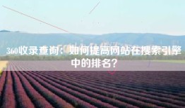 360收录查询：如何提高网站在搜索引擎中的排名？