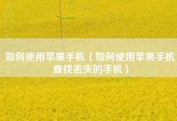 如何使用苹果手机（如何使用苹果手机查找丢失的手机）