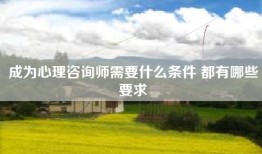 成为心理咨询师需要什么条件 都有哪些要求