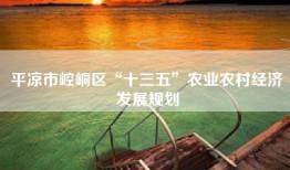 平凉市崆峒区“十三五”农业农村经济发展规划