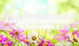 百度收录域名技巧 掌握百度收录技巧，优化域名提升曝光率