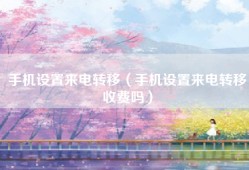 手机设置来电转移（手机设置来电转移收费吗）