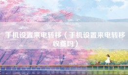 手机设置来电转移（手机设置来电转移收费吗）
