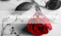 用户裂变运营方案模板_用户裂变营销