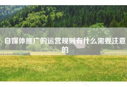 自媒体推广的运营规则有什么需要注意的