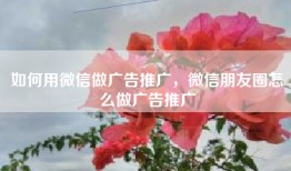 如何用微信做广告推广，微信朋友圈怎么做广告推广