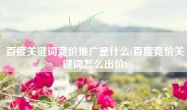 百度关键词竞价推广是什么(百度竞价关键词怎么出价)