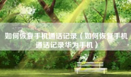 如何恢复手机通话记录（如何恢复手机通话记录华为手机）