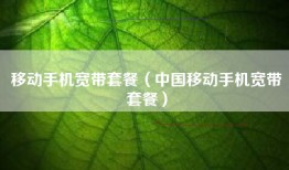 移动手机宽带套餐（中国移动手机宽带套餐）