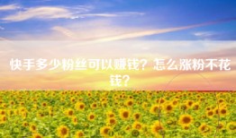 快手多少粉丝可以赚钱？怎么涨粉不花钱？
